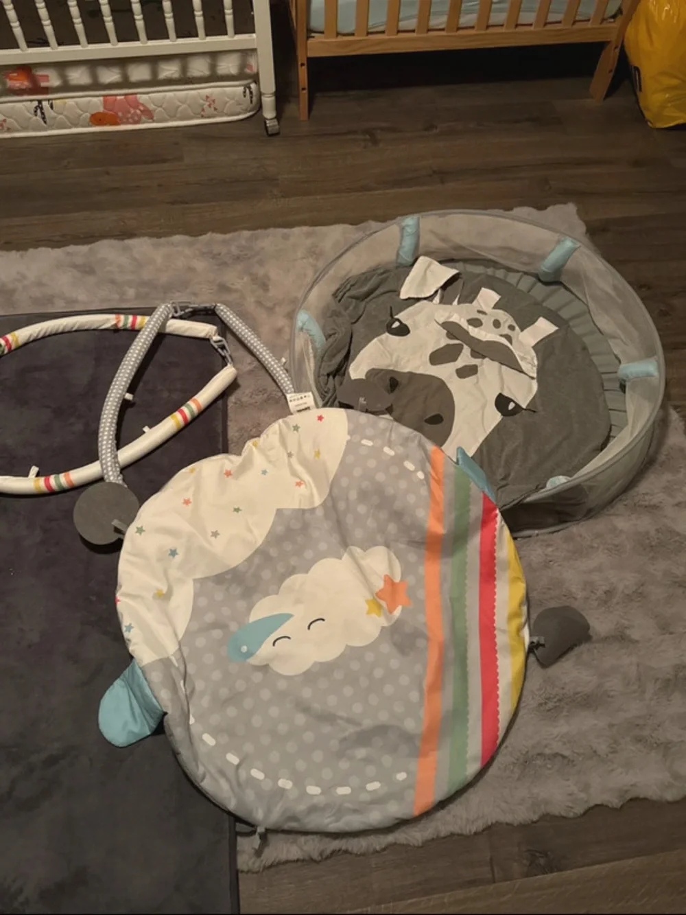 Unbranded Grey Rainbow Cloud tummy time Play Mat for Kids